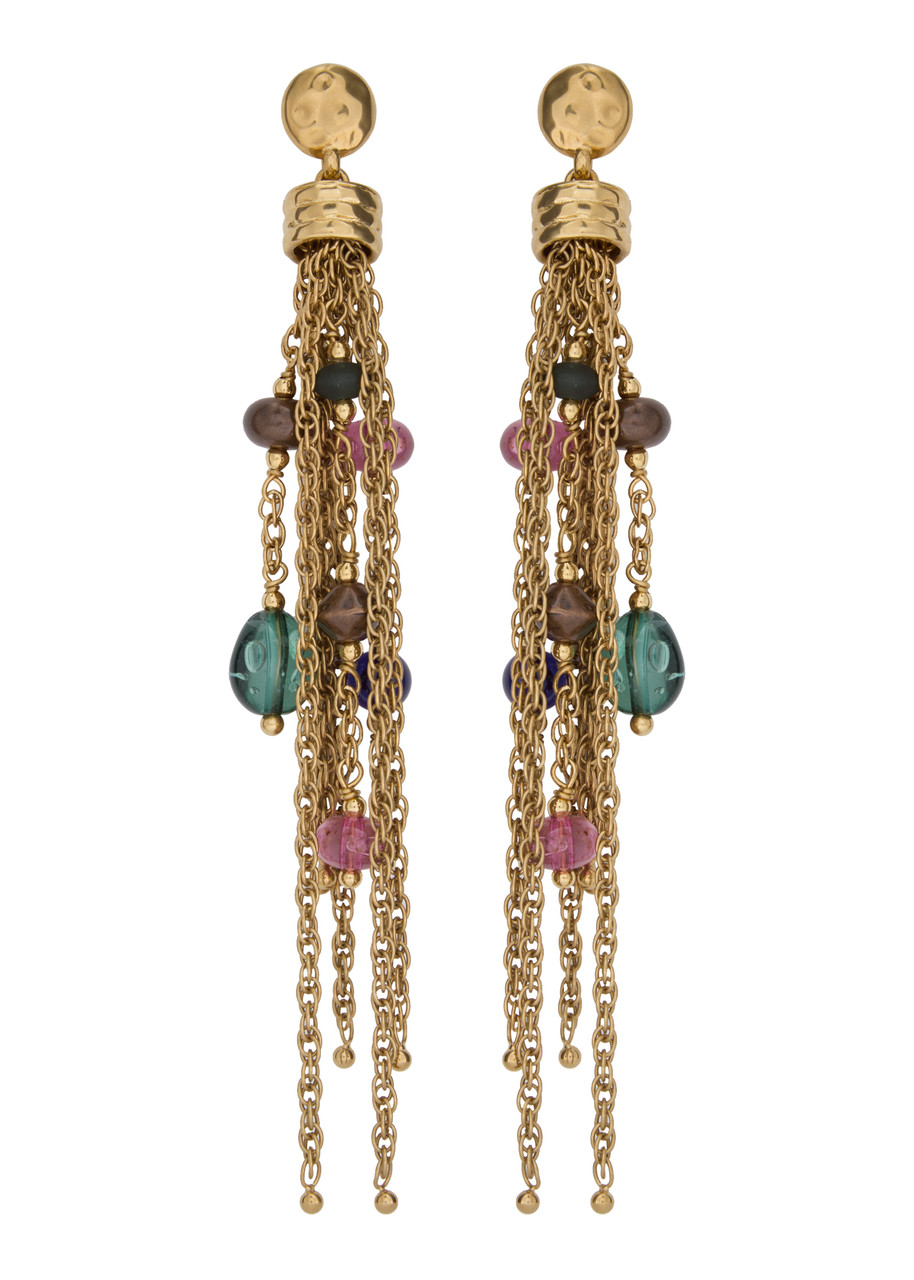 Chloé Chloe The Pompoms Tassel Drop Earrings In Gold