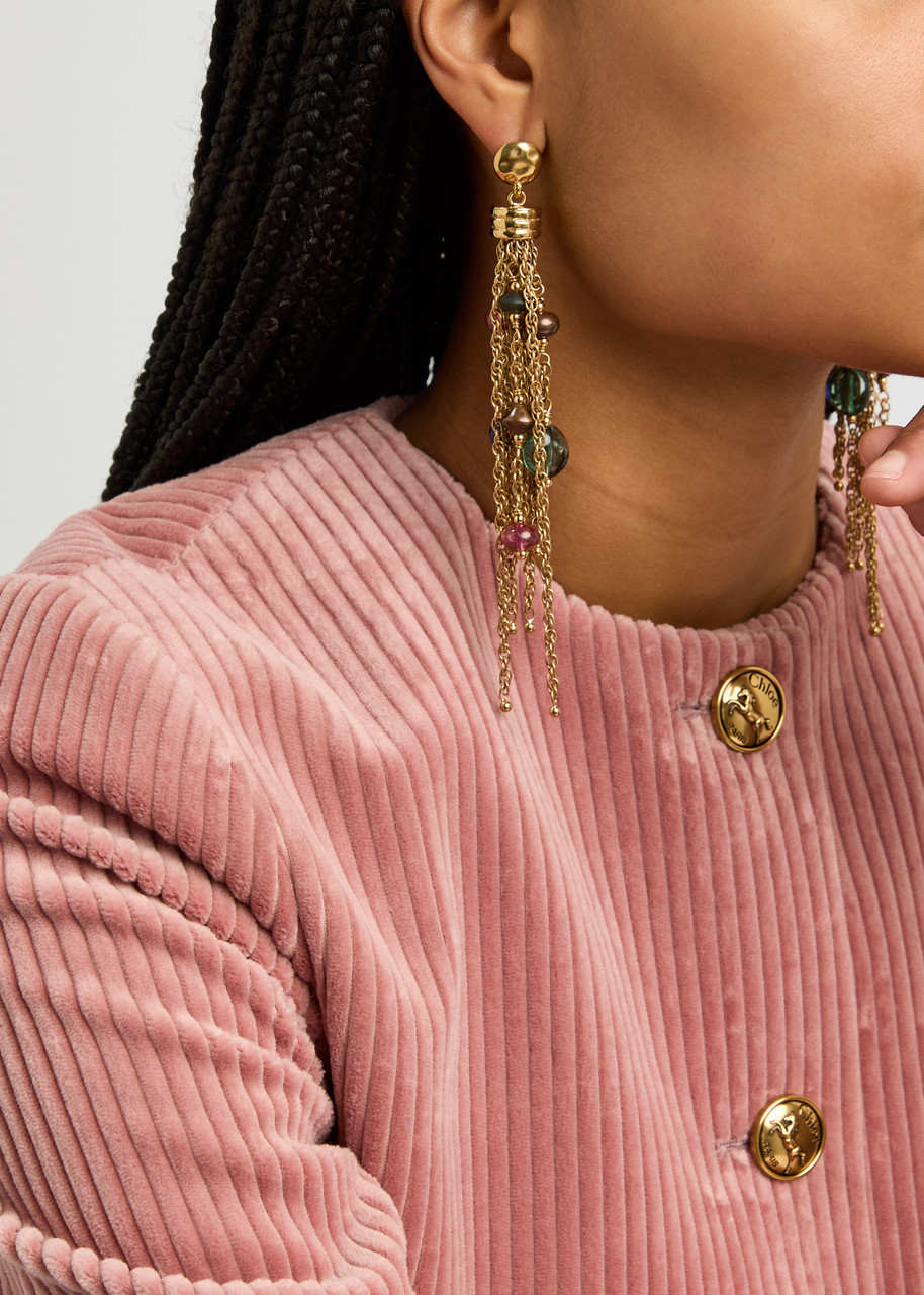 Chloé Chloe The Pompoms Tassel Drop Earrings In Gold