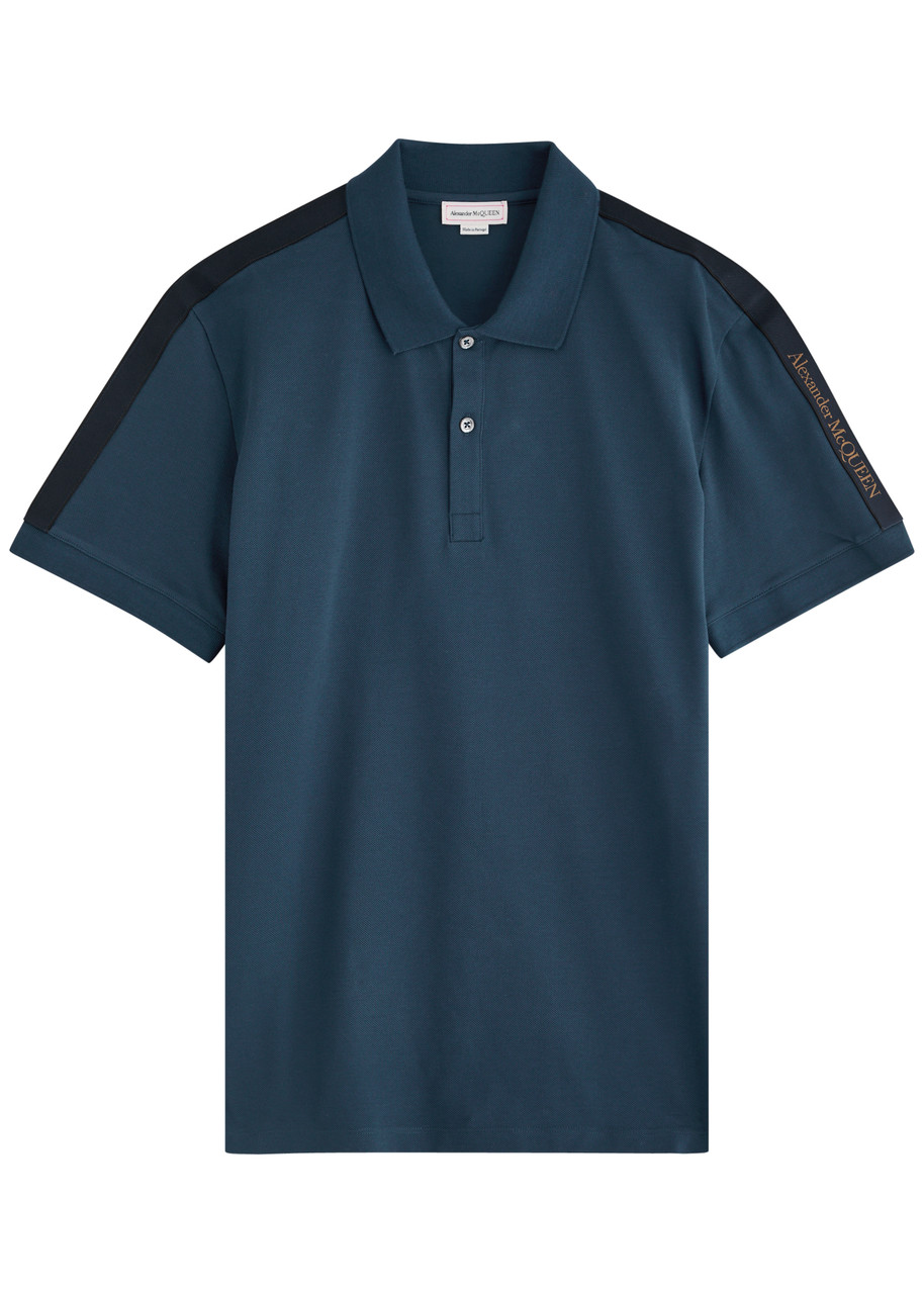 Alexander Mcqueen Logo-appliqué Piqué Cotton Polo Shirt – Navy – S Alexander Mcqueen Logo-appliqué Piqué Cotton Polo Shirt – Navy – S