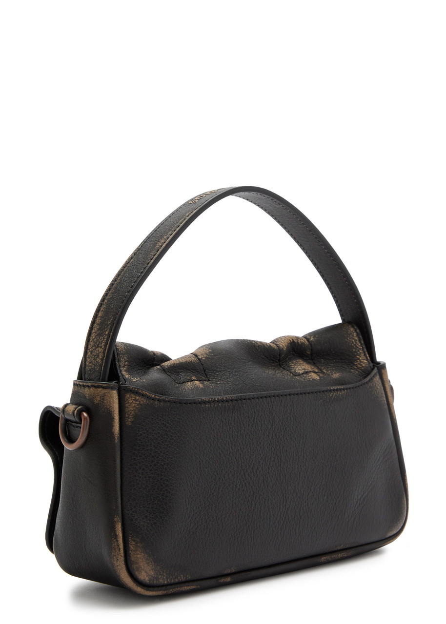 Acne Studios Mini Multipocket Faded Grained-leather Top Handle Bag In Dark Brown