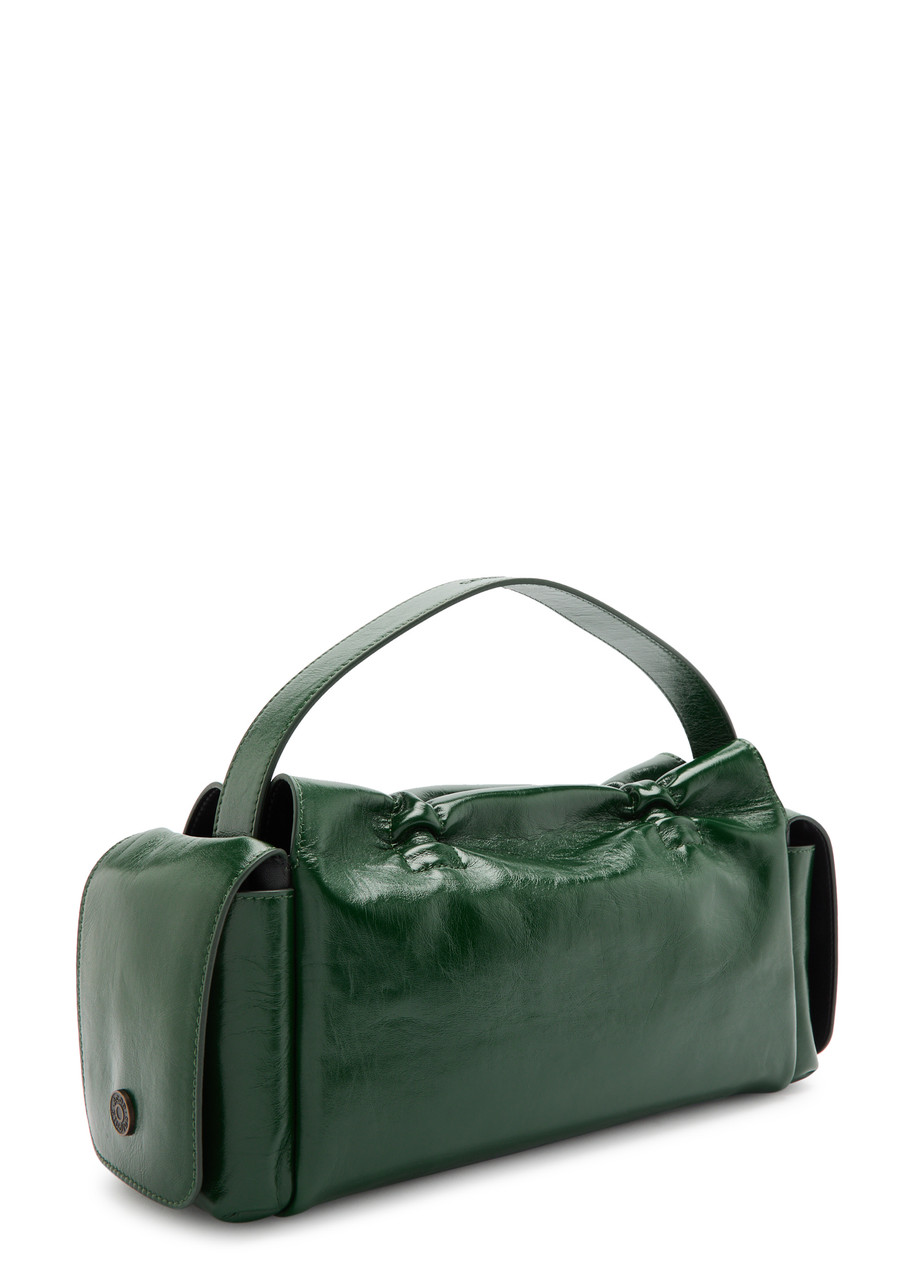 Acne Studios Multipocket Leather Top Handle Bag In Dark Green