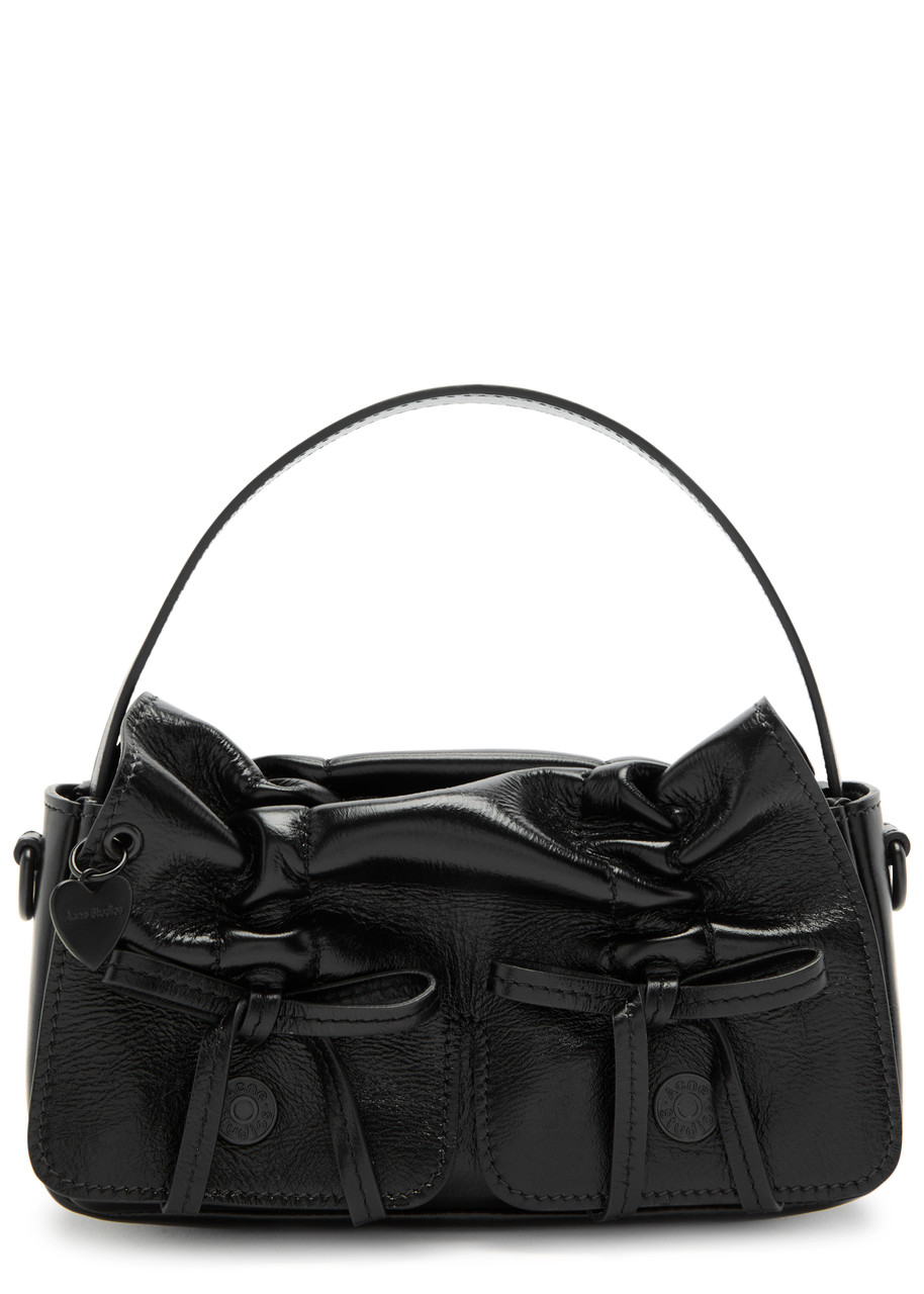 Acne Studios Mini Multipocket Leather Top Handle Bag In Black