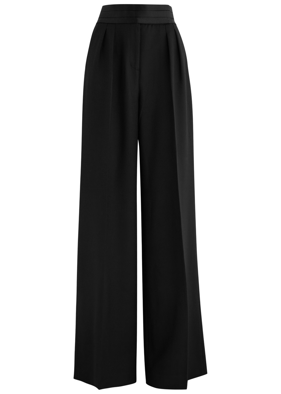 Rebecca Vallance Eclipse Satin-panelled Wide-leg Trousers - Black - 12 (UK12 / M)
