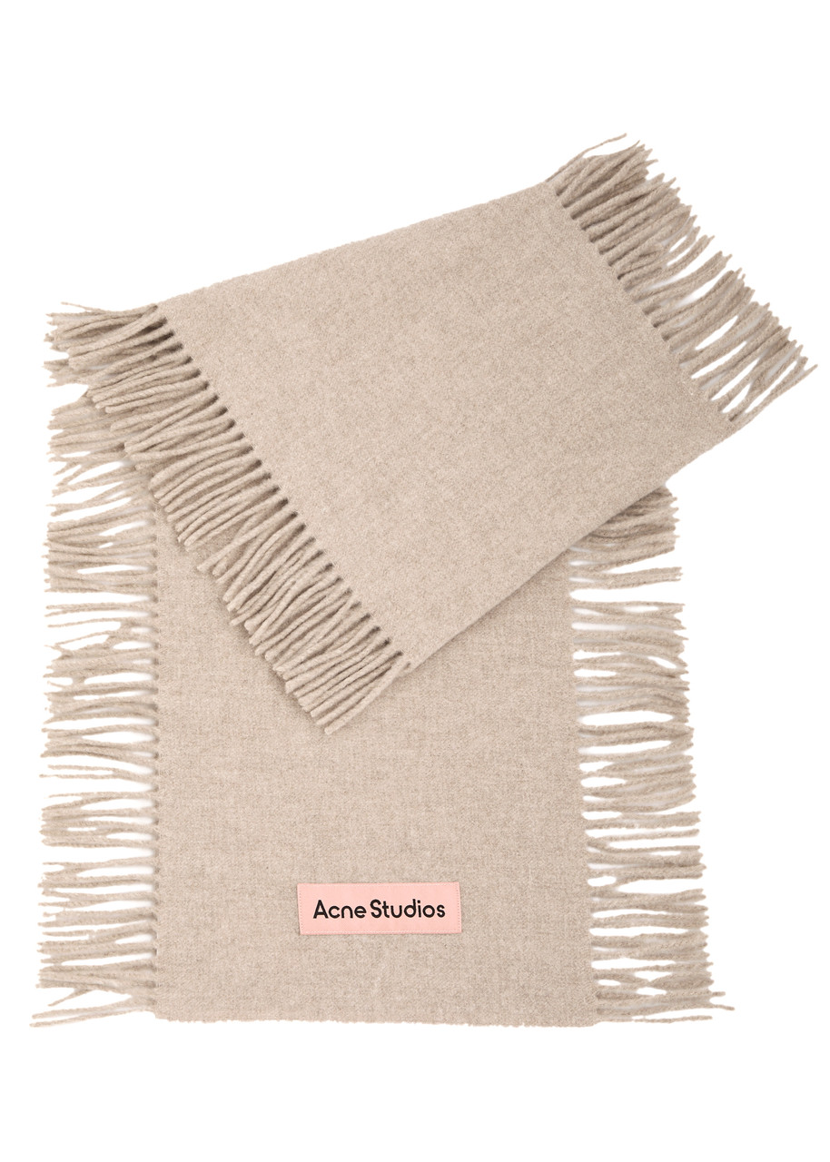 Acne Studios Canada Cancan Fringed Wool Scarf In Cream