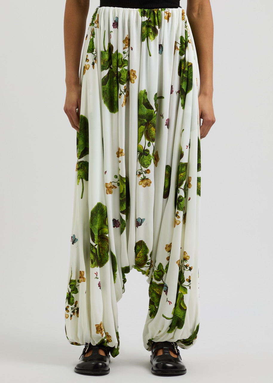 Loewe Womens Printed Draped Jersey Trousers Uk8/s