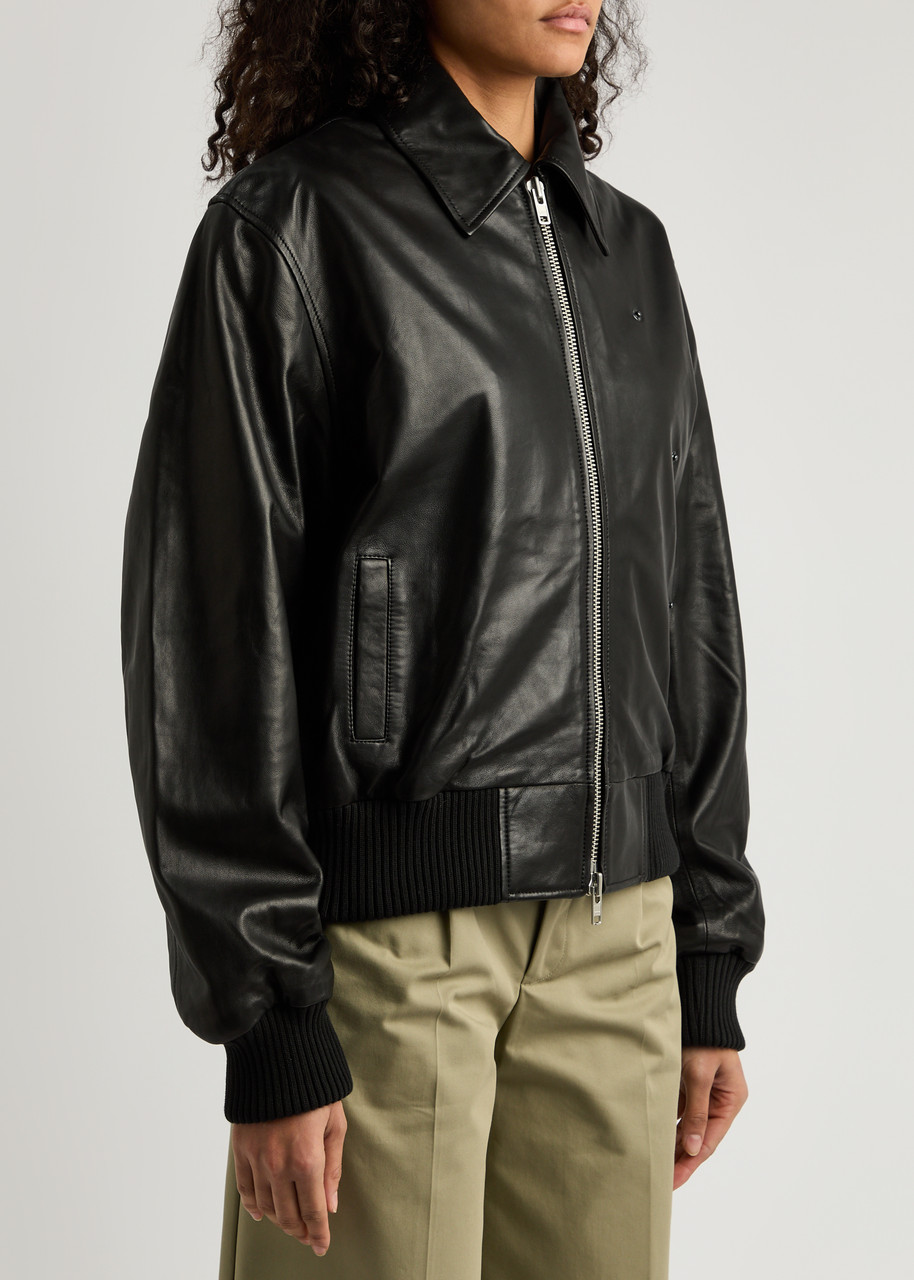 Christopher Esber Leather Bomber Jacket In Black