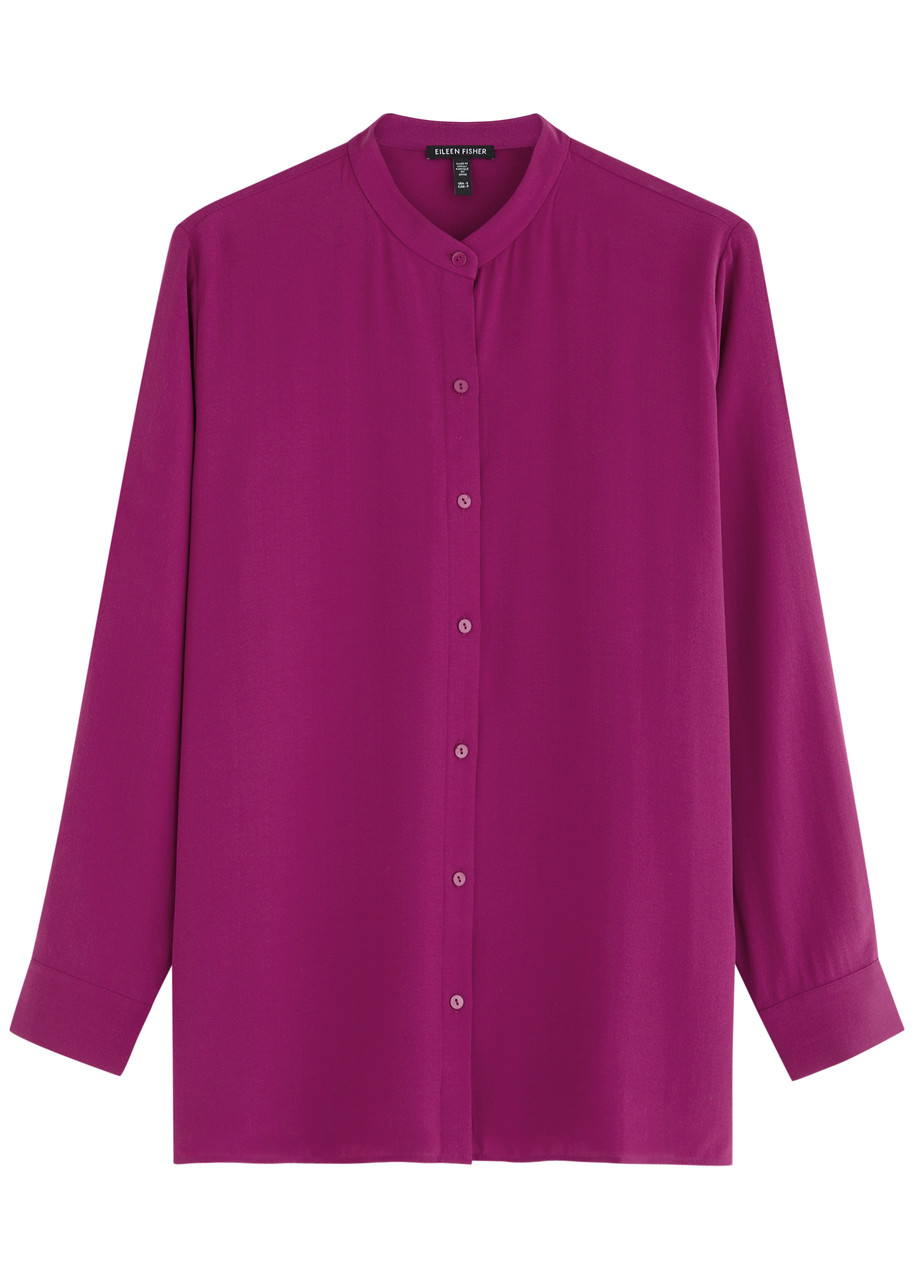 Eileen Fisher Silk Crepe Blouse In Purple