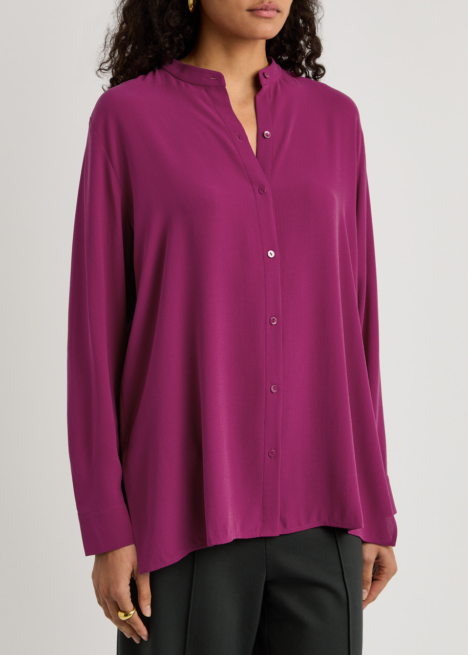 Eileen Fisher Silk Crepe Blouse In Purple