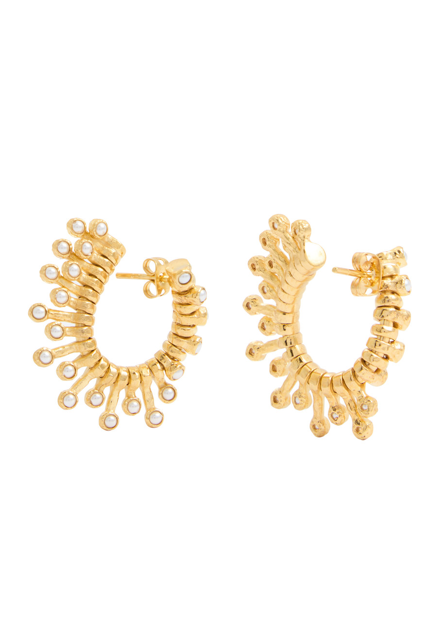 Joanna Laura Constantine Wave Pearl-embellished 18kt Gold-plated Earrings In Gold