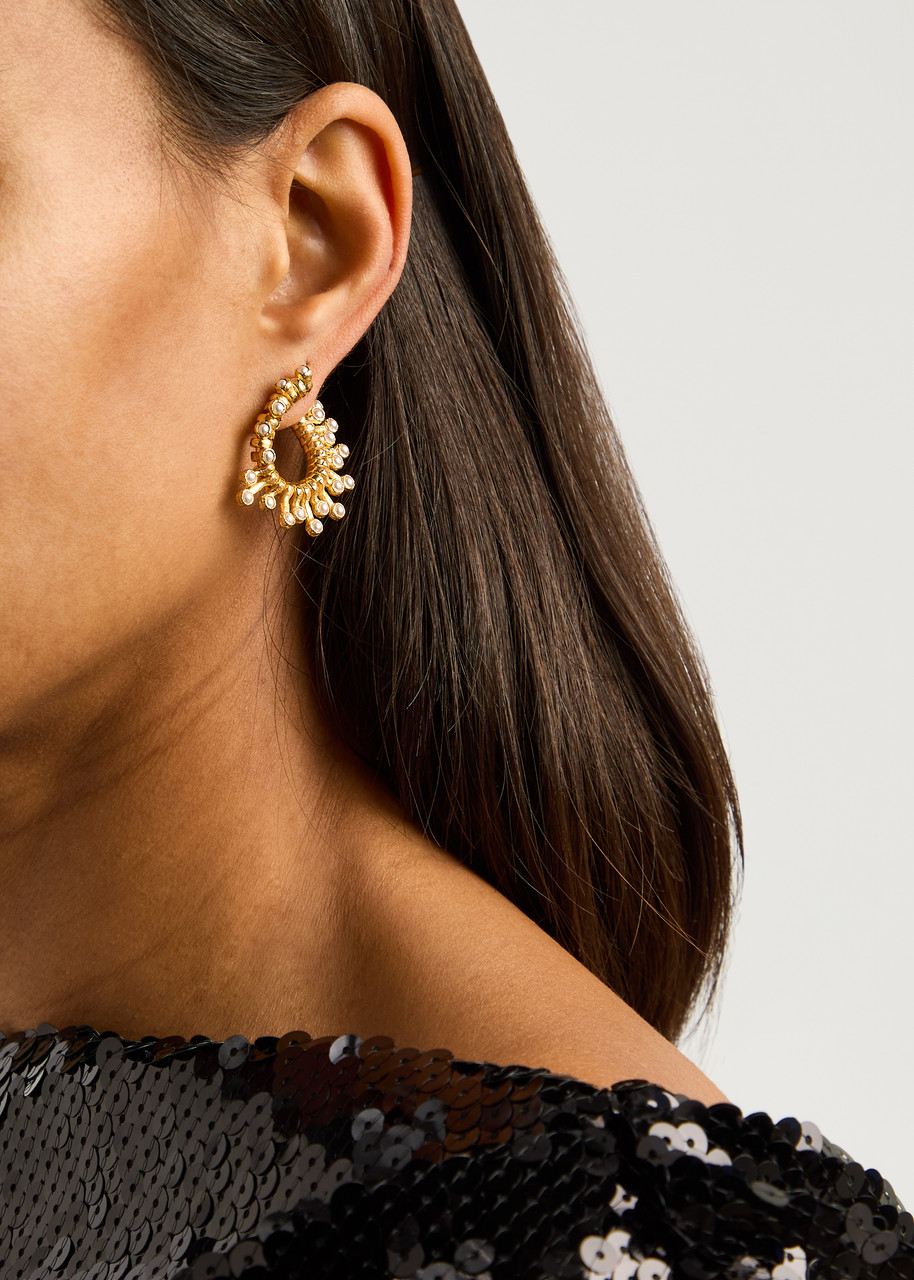 Joanna Laura Constantine Wave Pearl-embellished 18kt Gold-plated Earrings In Gold