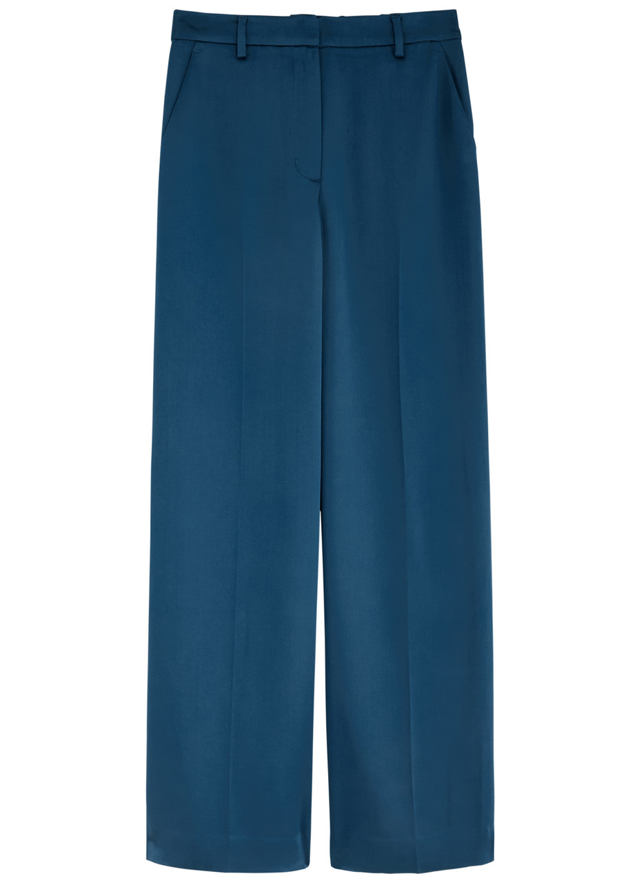 Jonathan Simkhai Tavar Wide-leg Satin Trousers - Blue - 10 (UK14 / L)