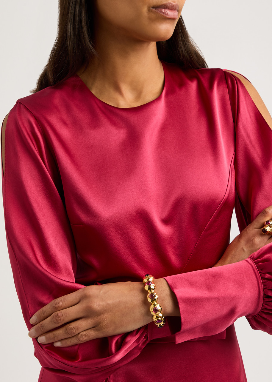 Joanna Laura Constantine Wave Crystal-embellished 18kt Gold-plated Cuff In Gold