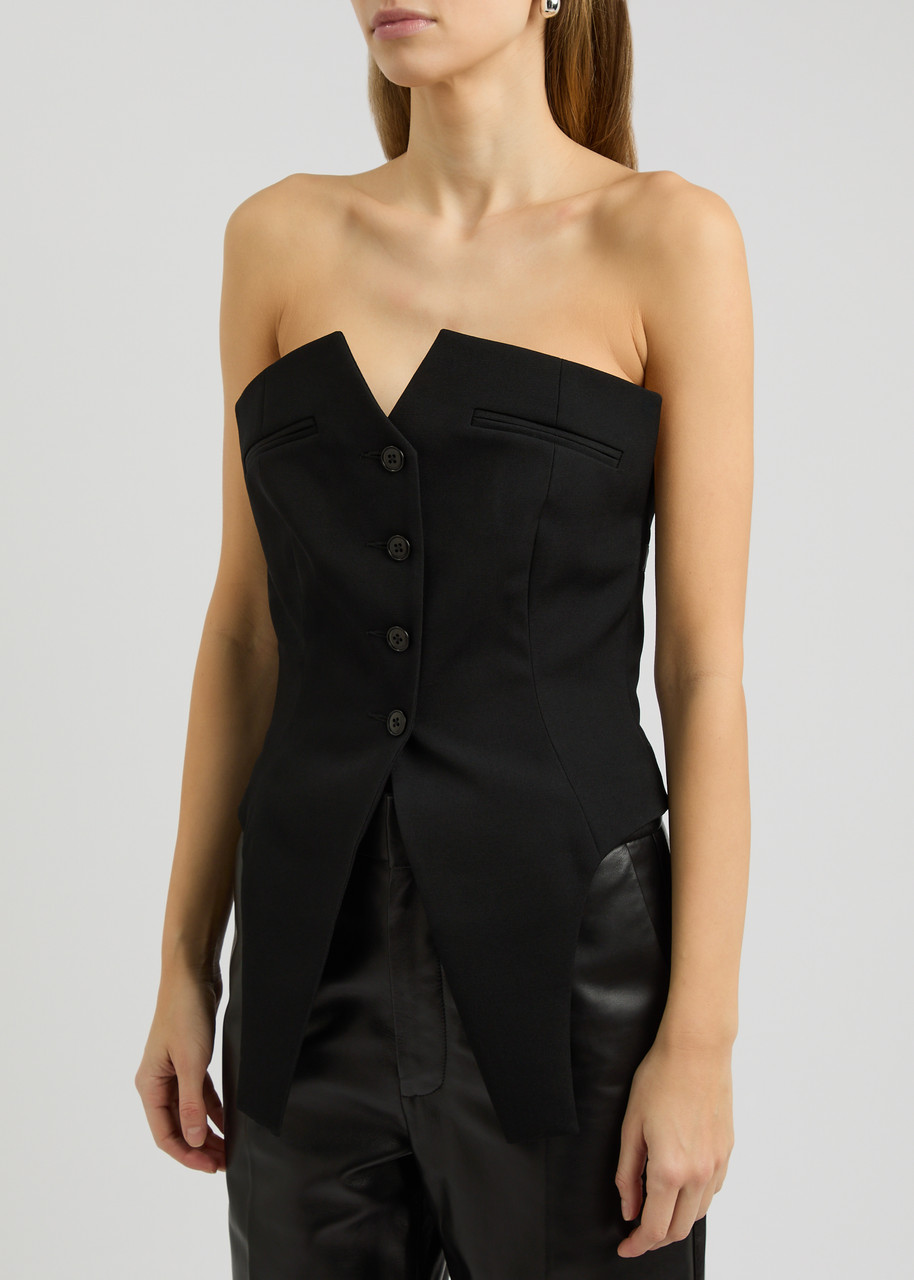 Alexander Wang Deconstructed Strapless Vest Top In Black