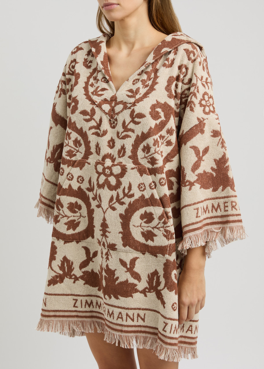Zimmermann Embroidered Terry Fabric Wylie Mini Dress In Brown