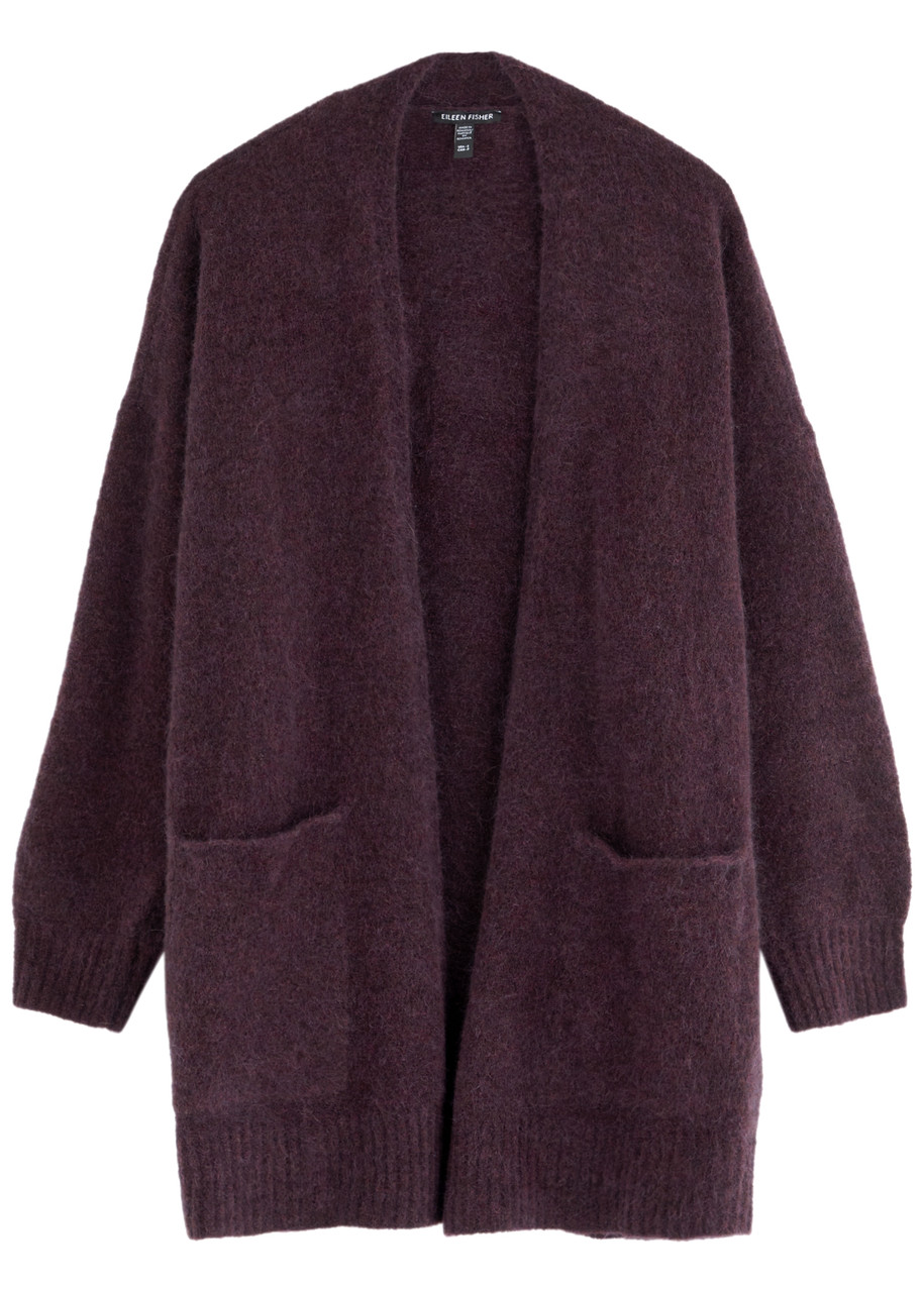 Eileen Fisher Mohair-blend Cardigan - Dark Purple - S (UK 10-12 / M)