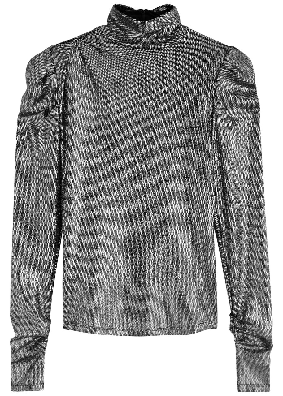 Isabel Marant étoile Biaola Metallic Jersey top - Metallic Silver - 34 (UK6 /xs)