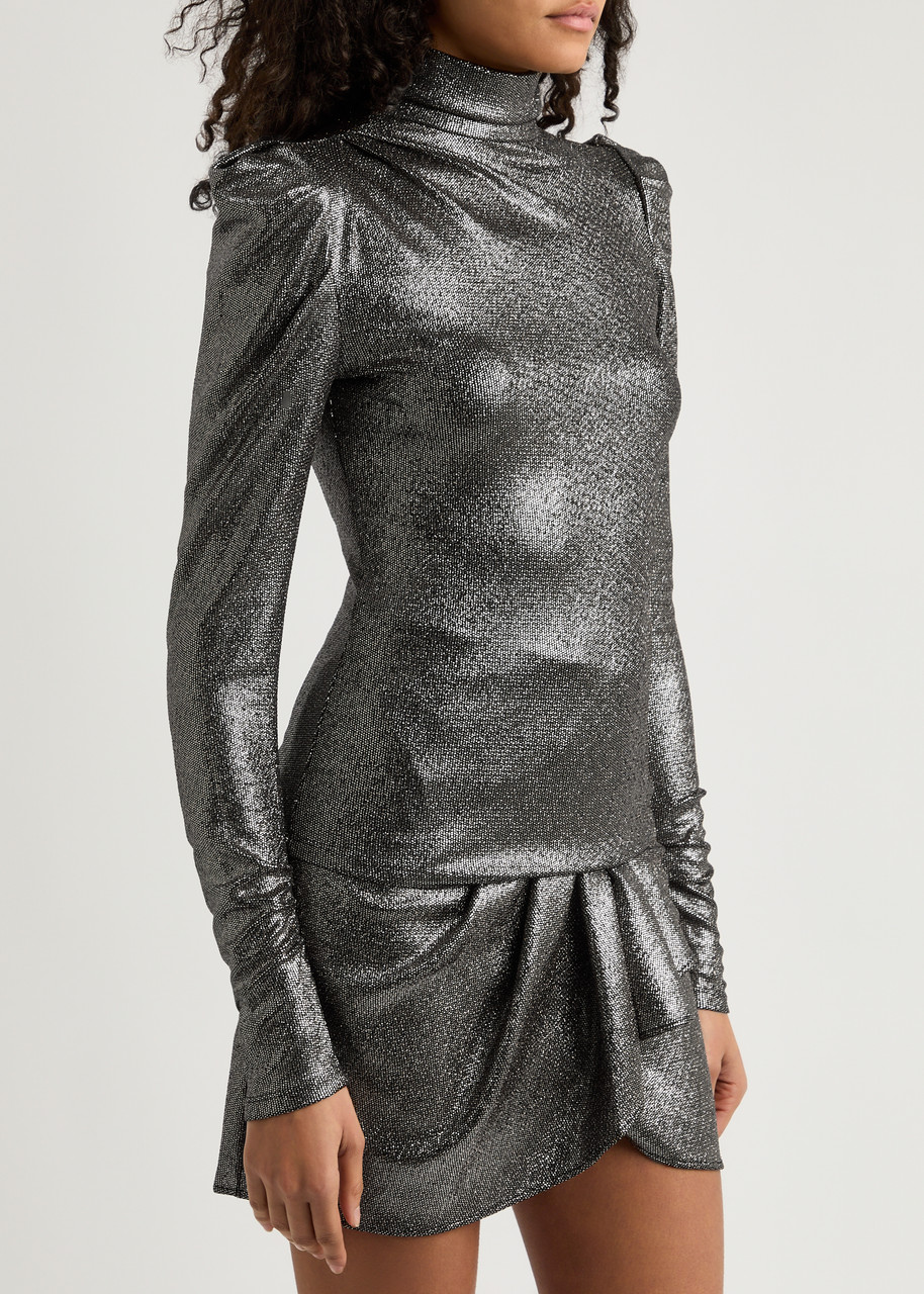 Isabel Marant Étoile Biaola Metallic Jersey Top In Metallic Silver