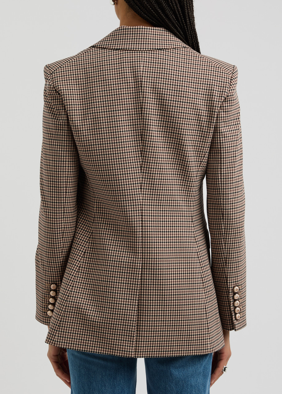 Veronica Beard Livy Dickey Checked Wool-blend Blazer In Brown