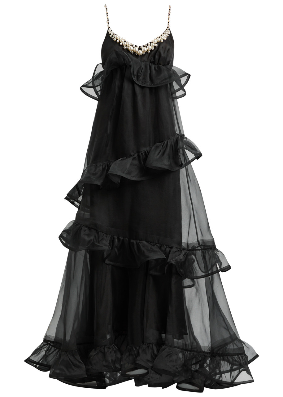 Zimmermann Crush Ruffled Silk-chiffon Maxi Dress - Black - 1 (UK 10 / S)