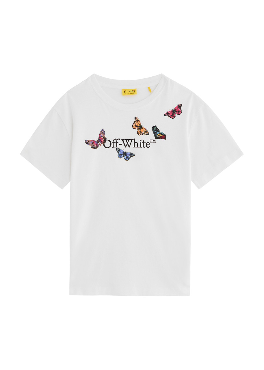 Off-white Kids Bookish Butterfly Printed Cotton T-shirt