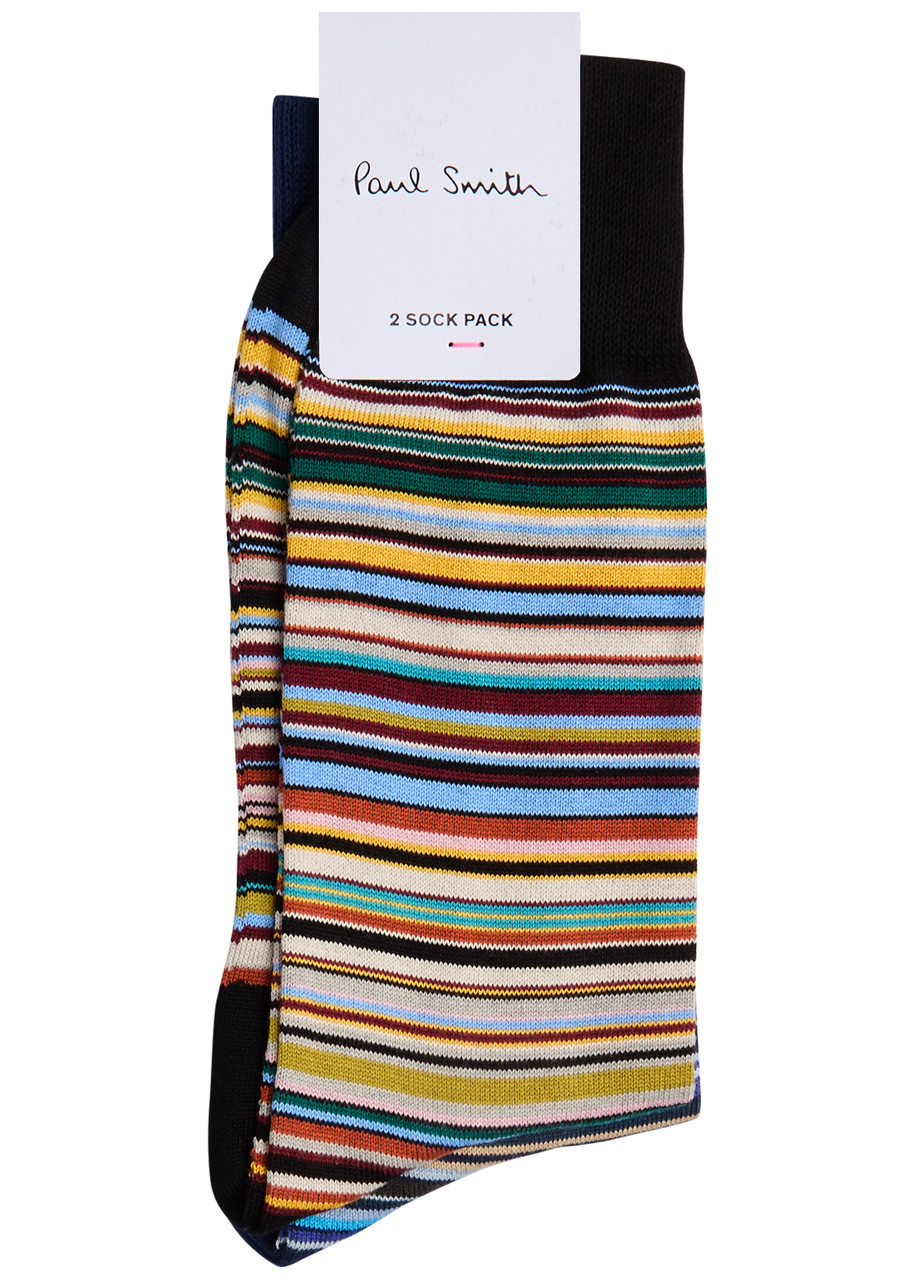 Paul Smith Two-pack Striped Cotton Socks In Multicoloured