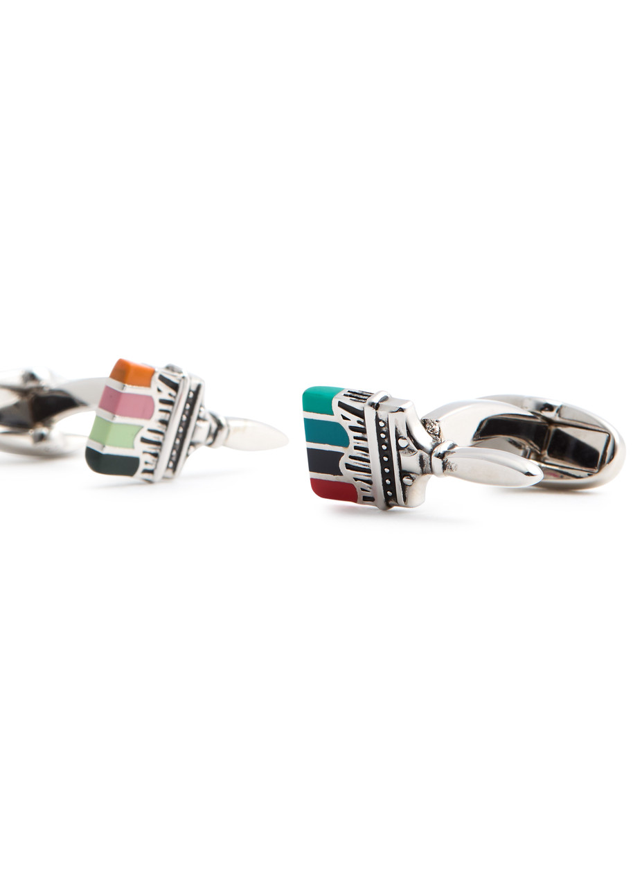 Paul Smith Artist Stripe Paintbrush Cufflinks In Multicoloured