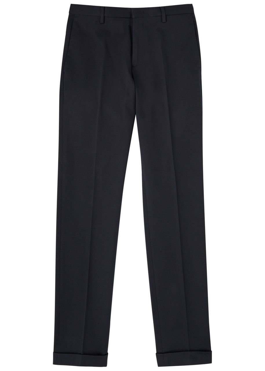 Paul Smith Slim-leg Stretch-cotton Trousers - Navy - 30 (W30 / S)