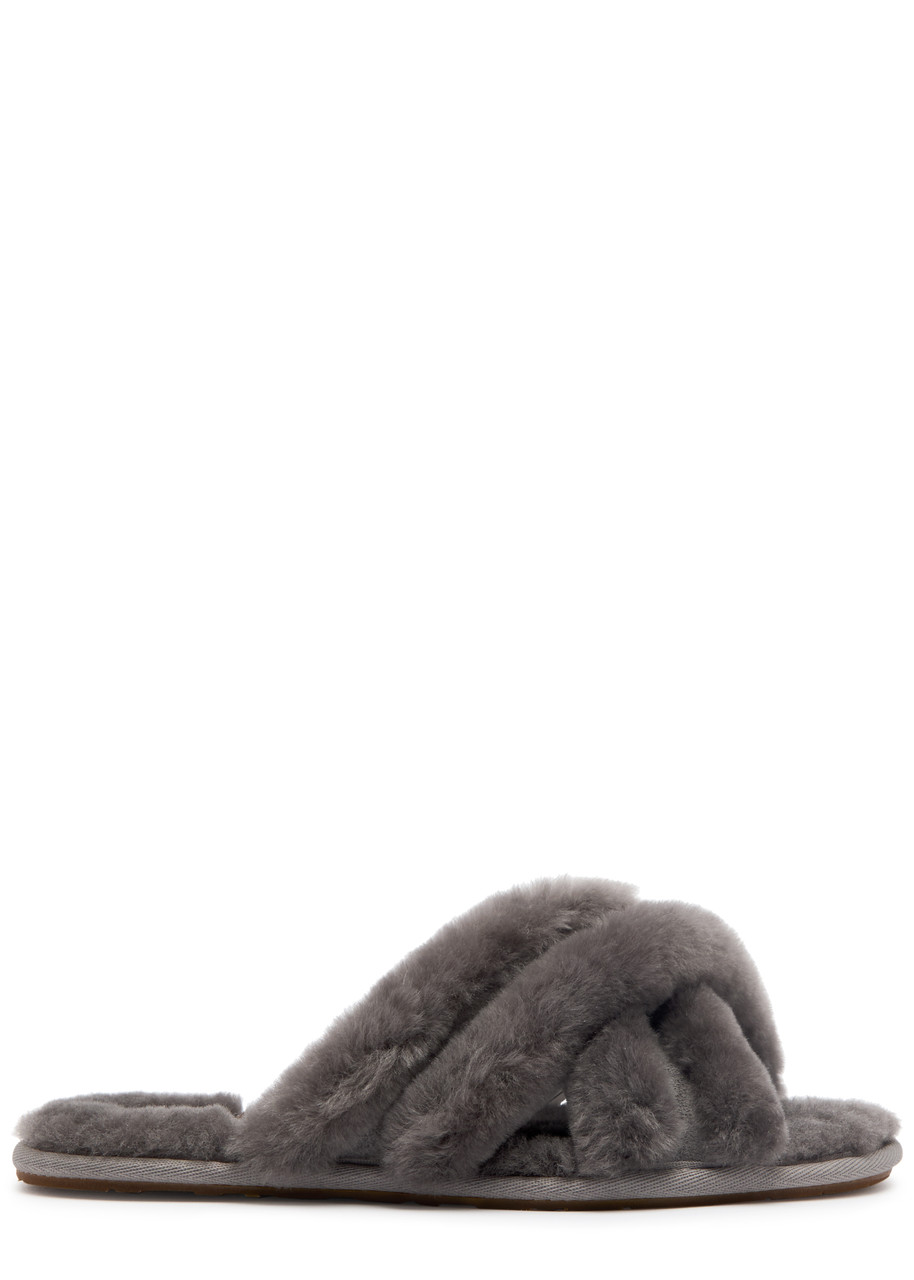 Ugg Scuffita Shearling Slippers In Charcoal