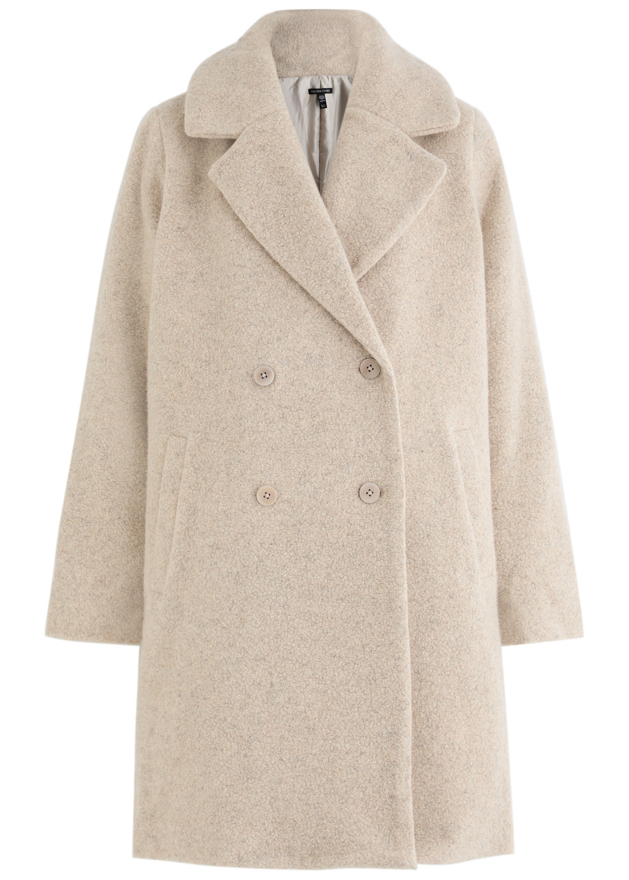 Eileen Fisher Bouclé Wool-blend Coat In Cream