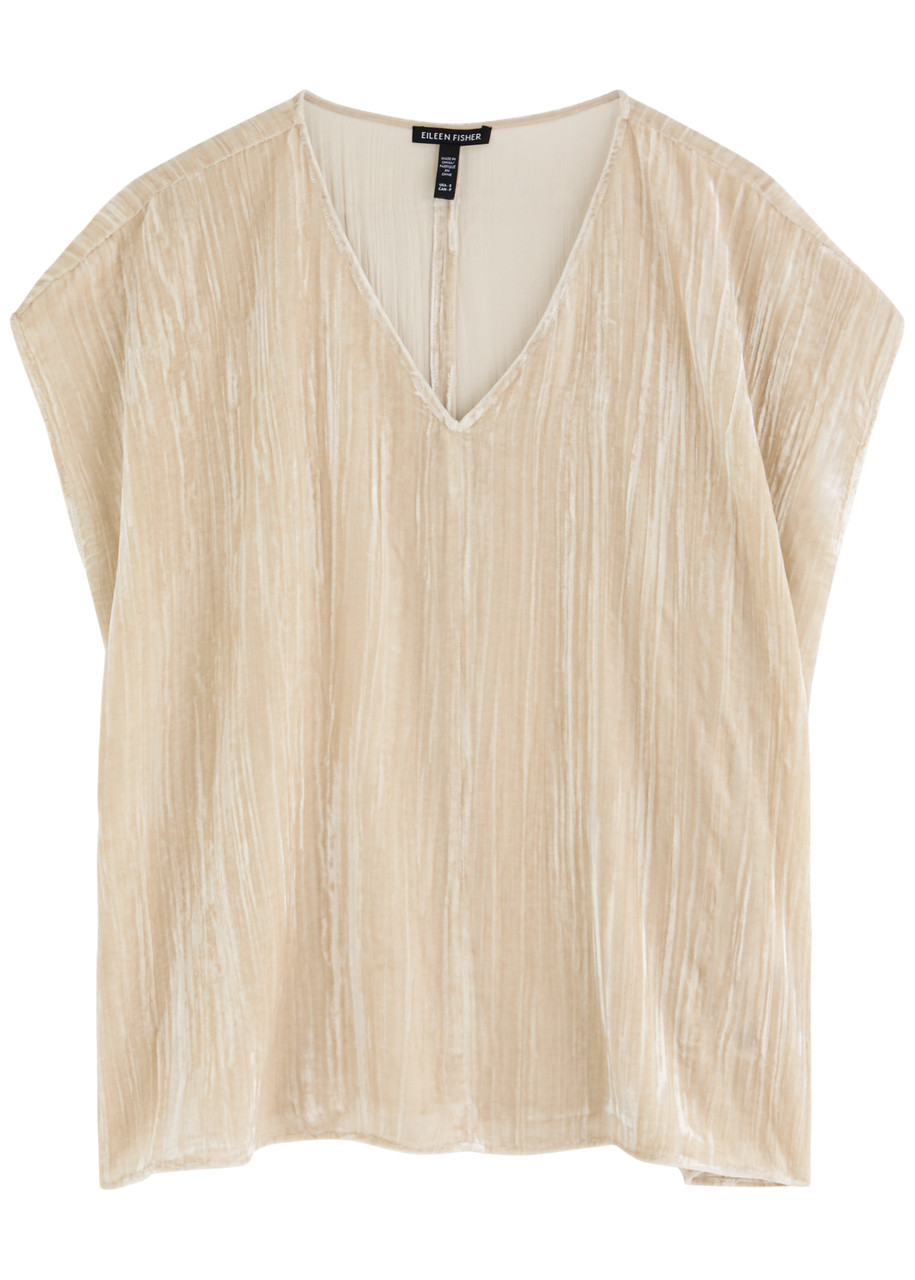 Eileen Fisher Velvet top - Cream - L (UK 18-20 /xl)