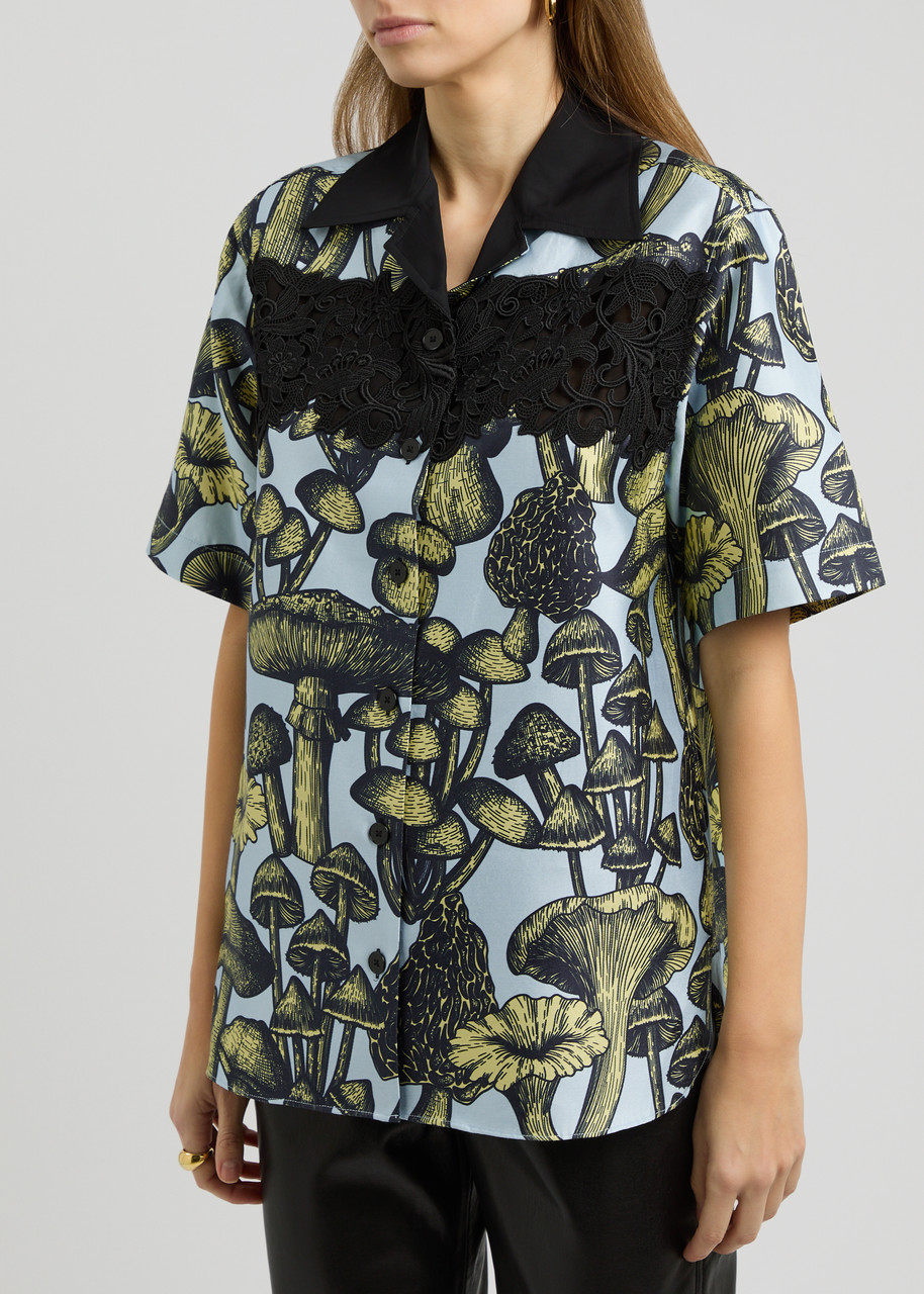 3.1 Phillip Lim Ethereal Mushrooms Printed Silk-blend Shirt In Blue