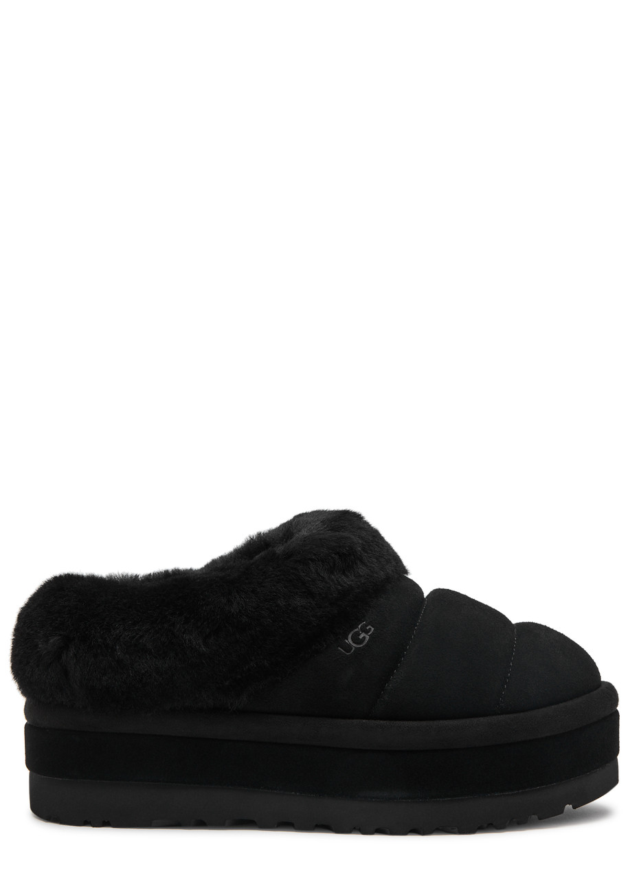 Ugg Tazzlita Suede Flatform Mules In Black
