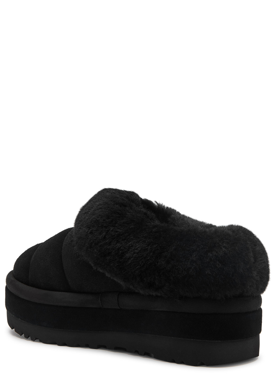 Ugg Tazzlita Suede Flatform Mules In Black