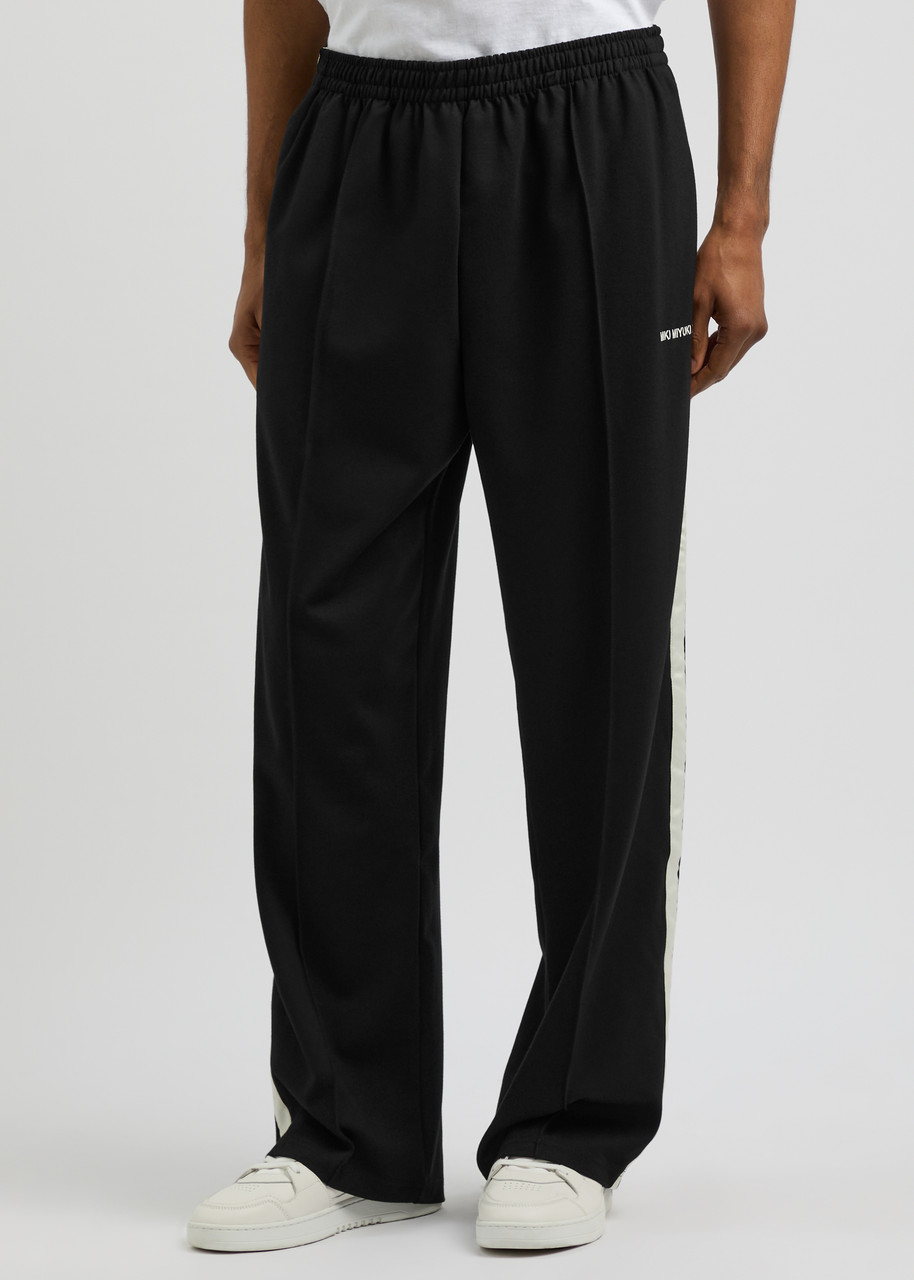 Mki Miyuki Zoku Logo Wide-leg Jersey Track Pants In Black