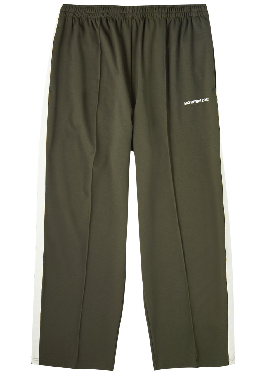 Mki Miyuki Zoku Logo Wide-leg Jersey Track Pants In Olive