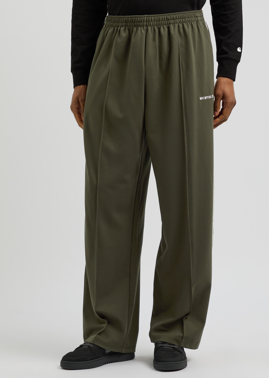 Mki Miyuki Zoku Logo Wide-leg Jersey Track Pants In Olive