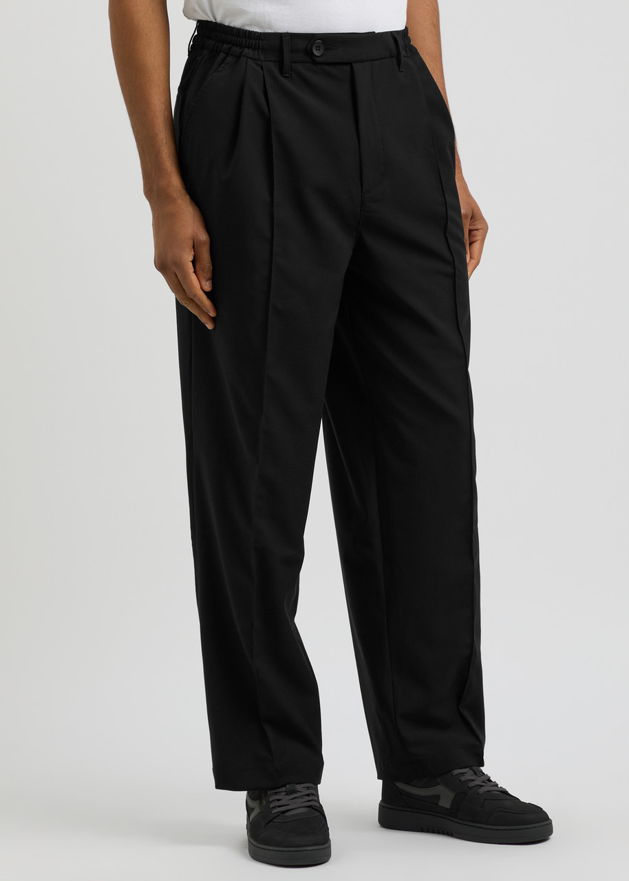 Mki Miyuki Zoku Logo-embroidered Wide-leg Woven Trousers In Black