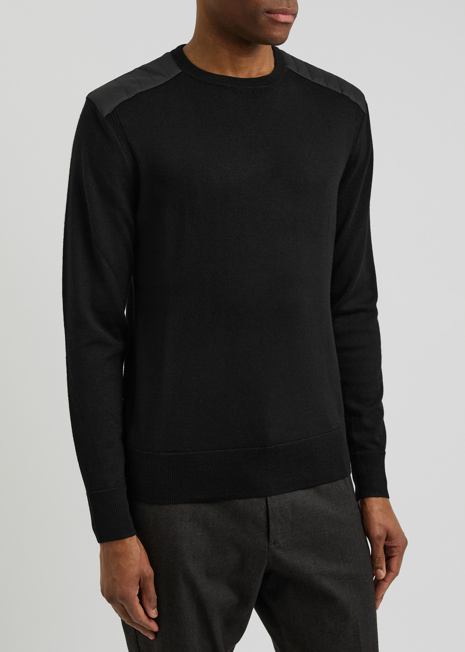 Belstaff Kerrigan Crew Neck Jumper Merino Wool Black In Black