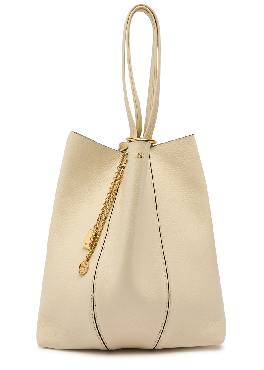 Chloé Chloe Spin Medium Grained Leather Tote In Neutral