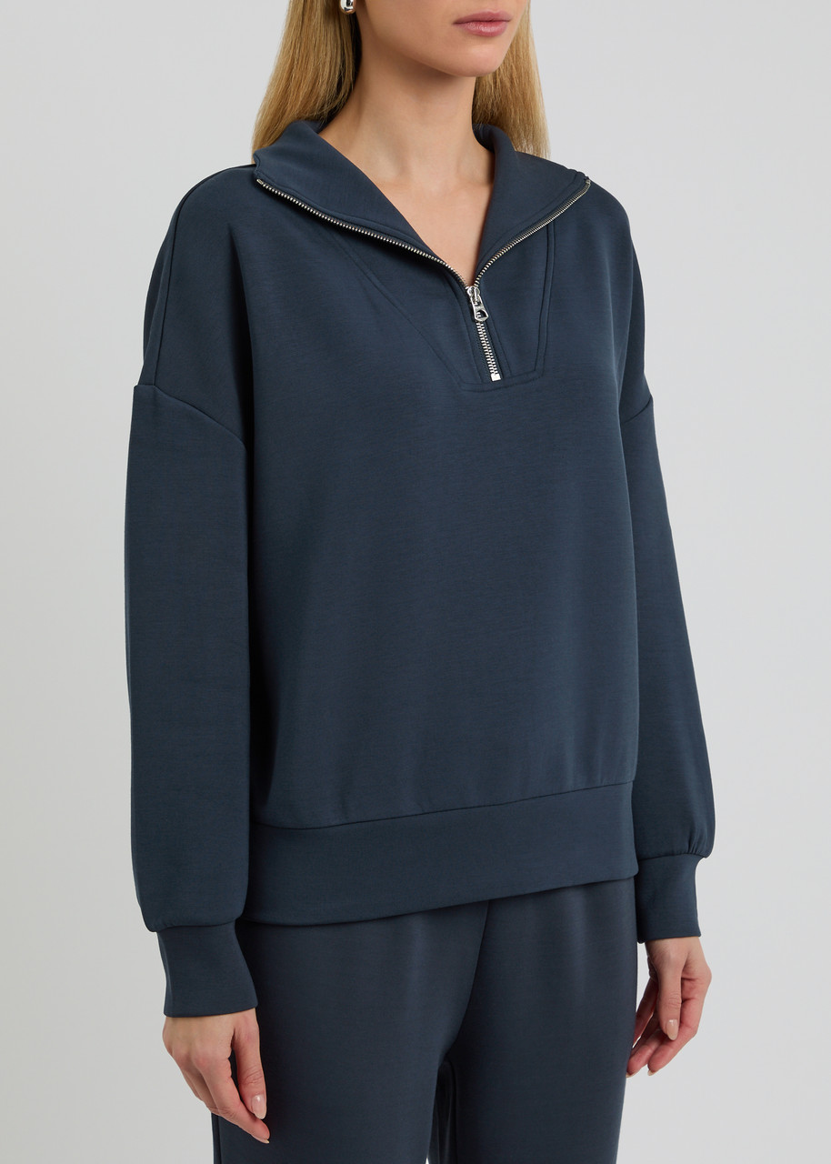 Varley Hawley Half-zip Stretch-jersey Sweatshirt In Navy