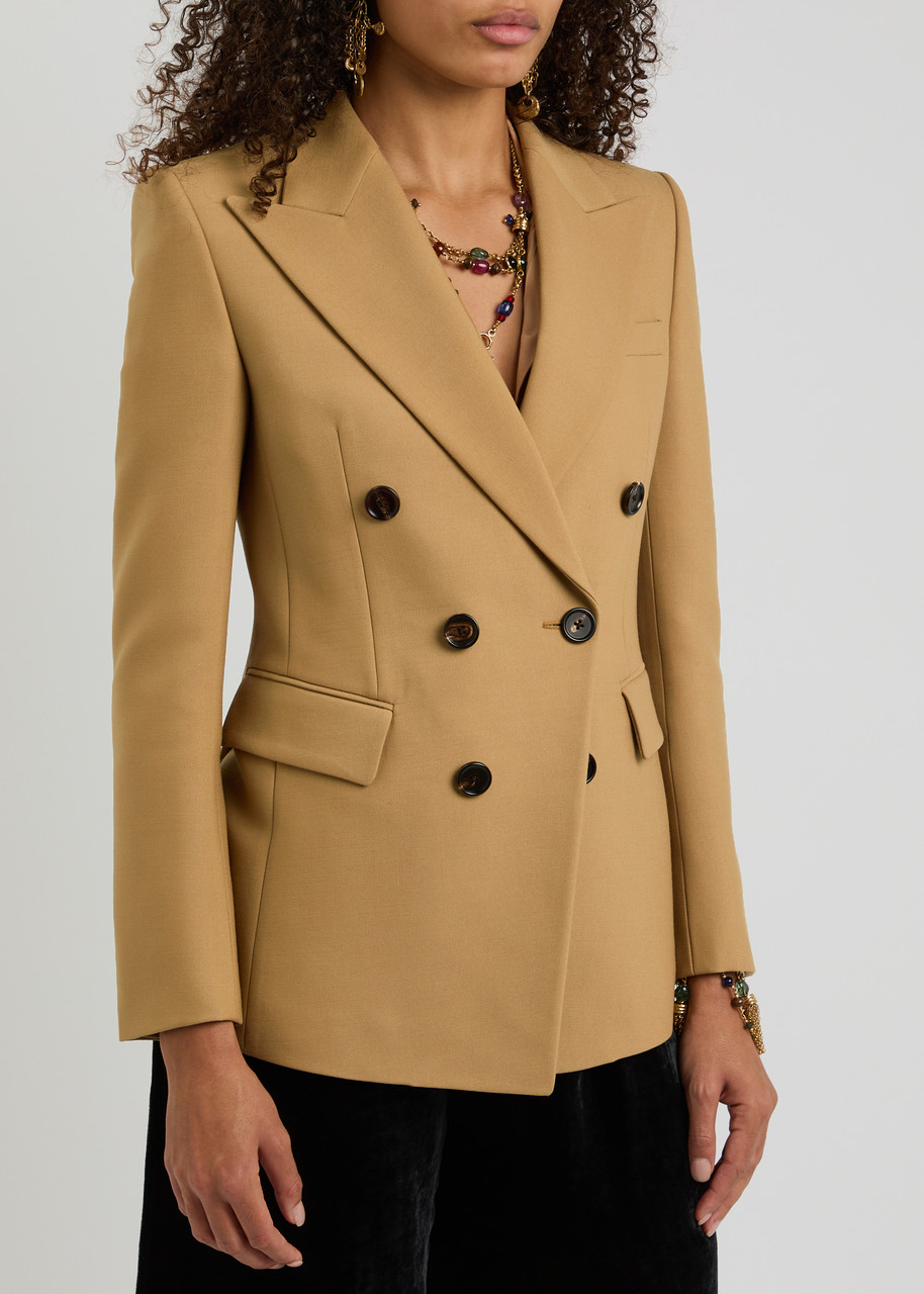 Chloé Chloe Double-breasted Wool Blazer In Beige