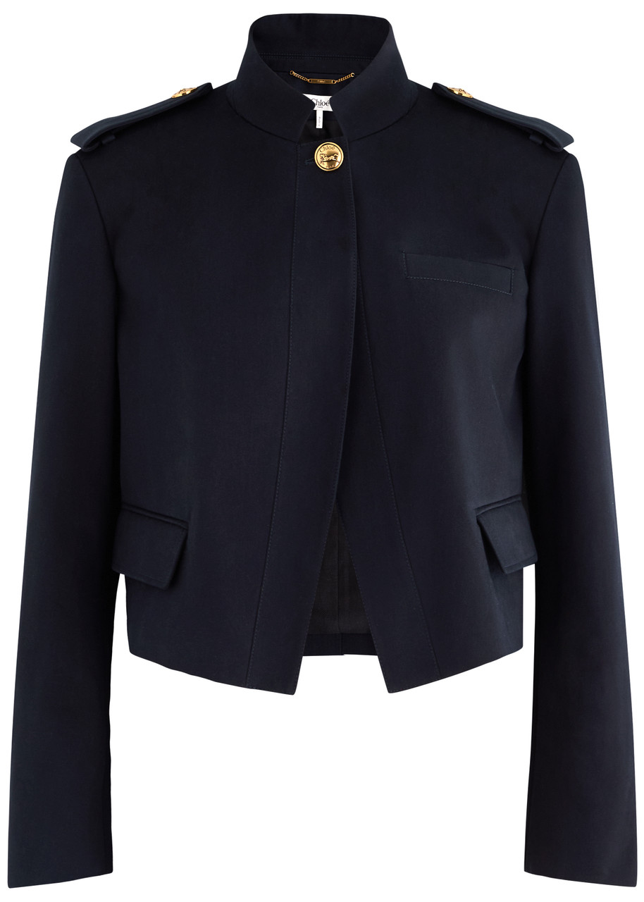 Chloé Cotton Military Jacket In Navy