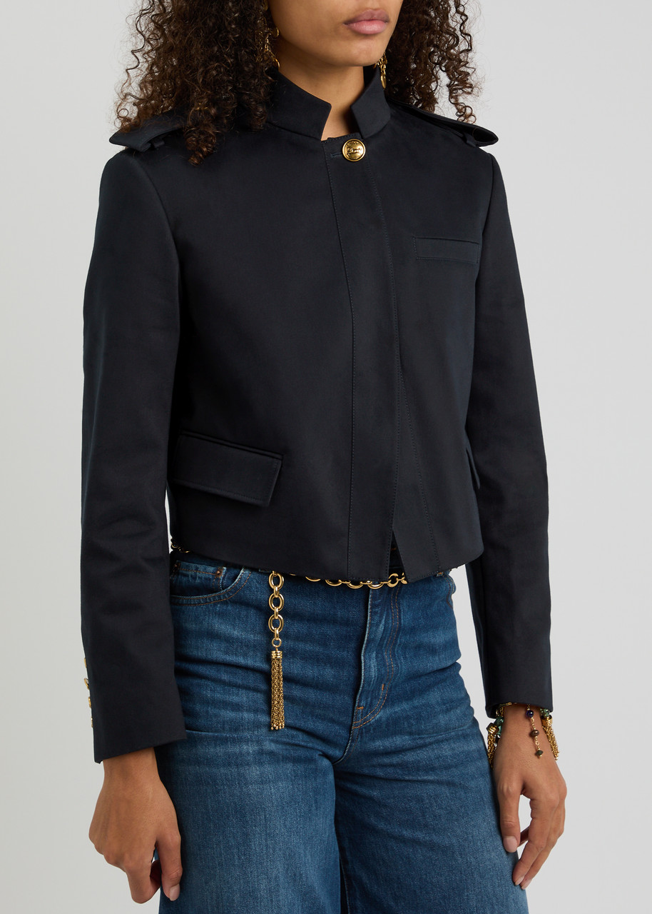Chloé Cotton Military Jacket In Navy