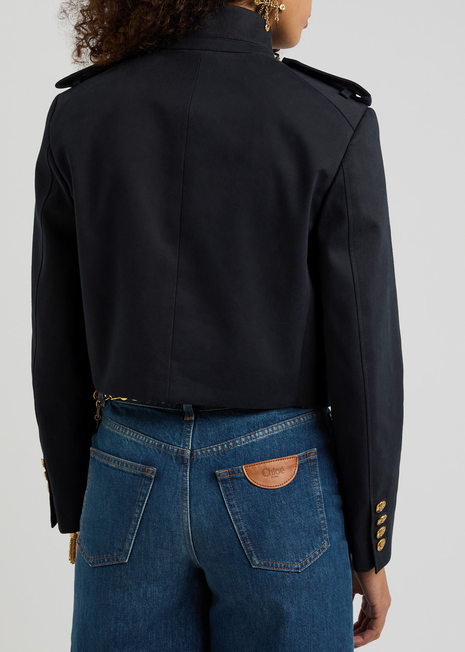  Chloe Cropped Cotton Jacket - Navy - 40 (uk12 / M) 