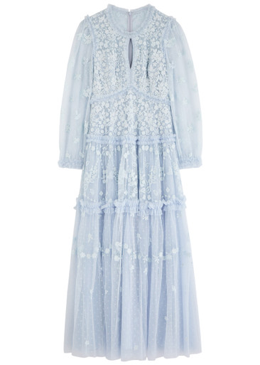 NEEDLE & THREAD: Autumn Lace embroidered tulle maxi dress