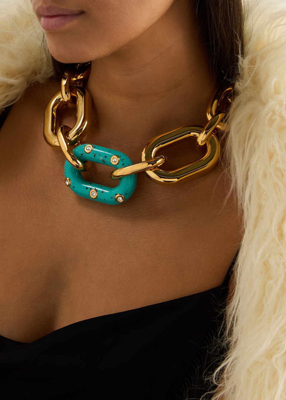 Rabanne Palm Spring Xl Link Chain Necklace In Blue