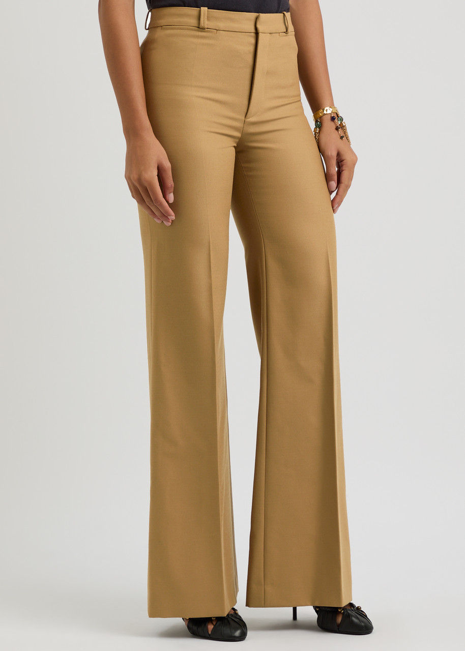 Chloé Wool Grain De Poudre Flared Pants In Beige