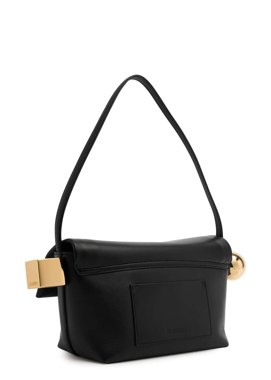 Jacquemus Le Rond Carre Leather Shoulder Bag In Black