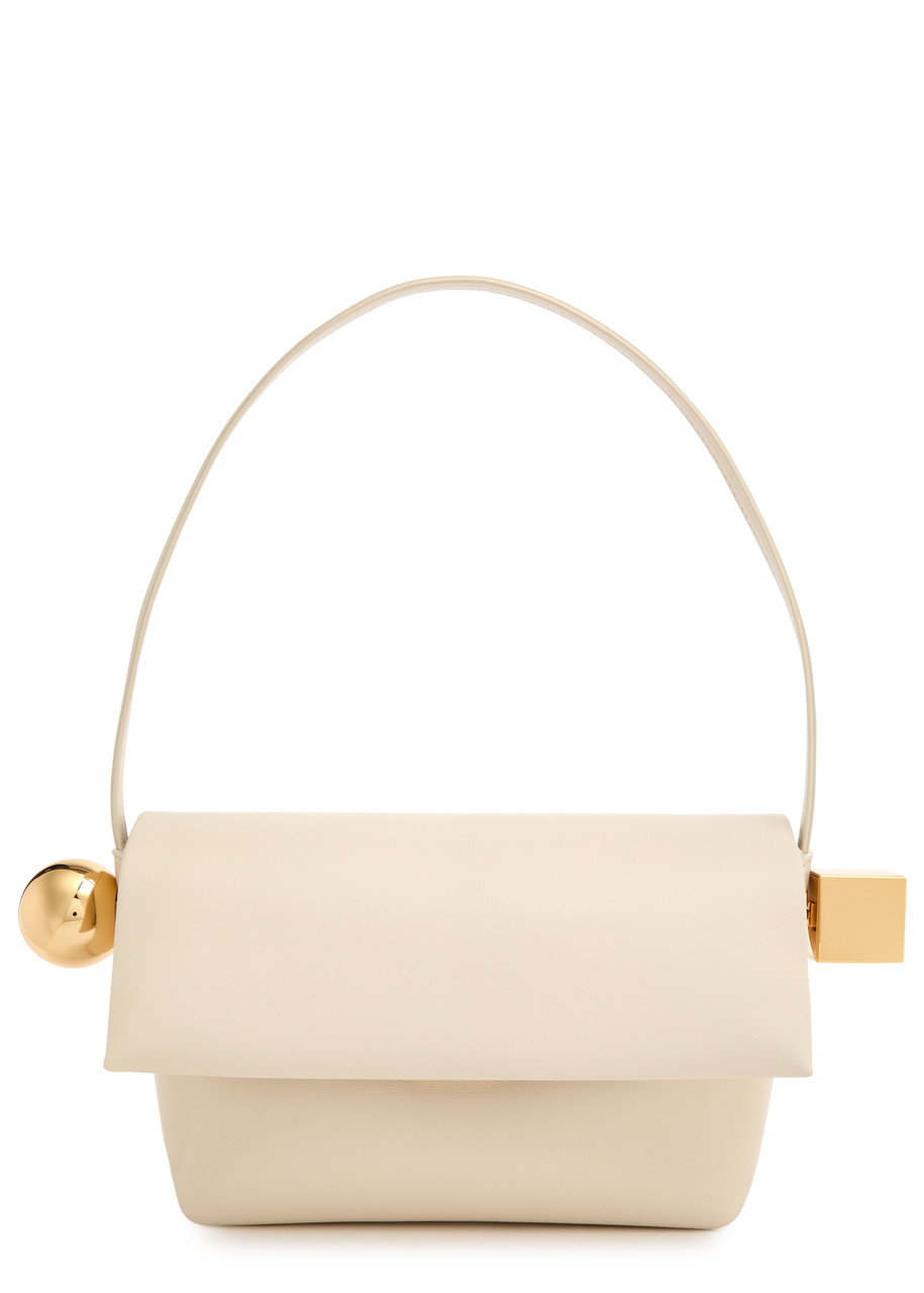 Jacquemus Le Rond Carré Leather Shoulder Bag In Ivory