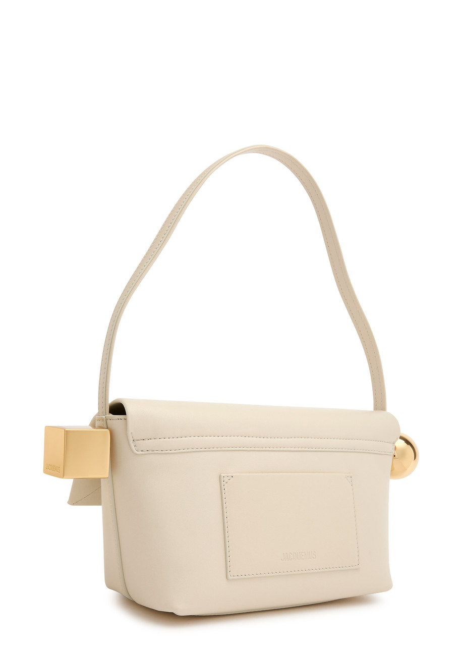 Jacquemus Le Rond Carré Leather Shoulder Bag In Ivory
